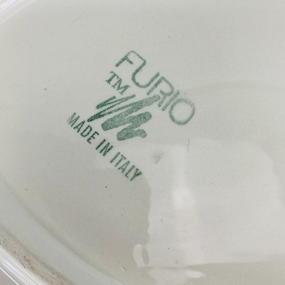 Furio JEWFLORA Italy Blue Pink Flowers Rim Large 16" Deep Dish Serving Platter - Picture 7 of 13